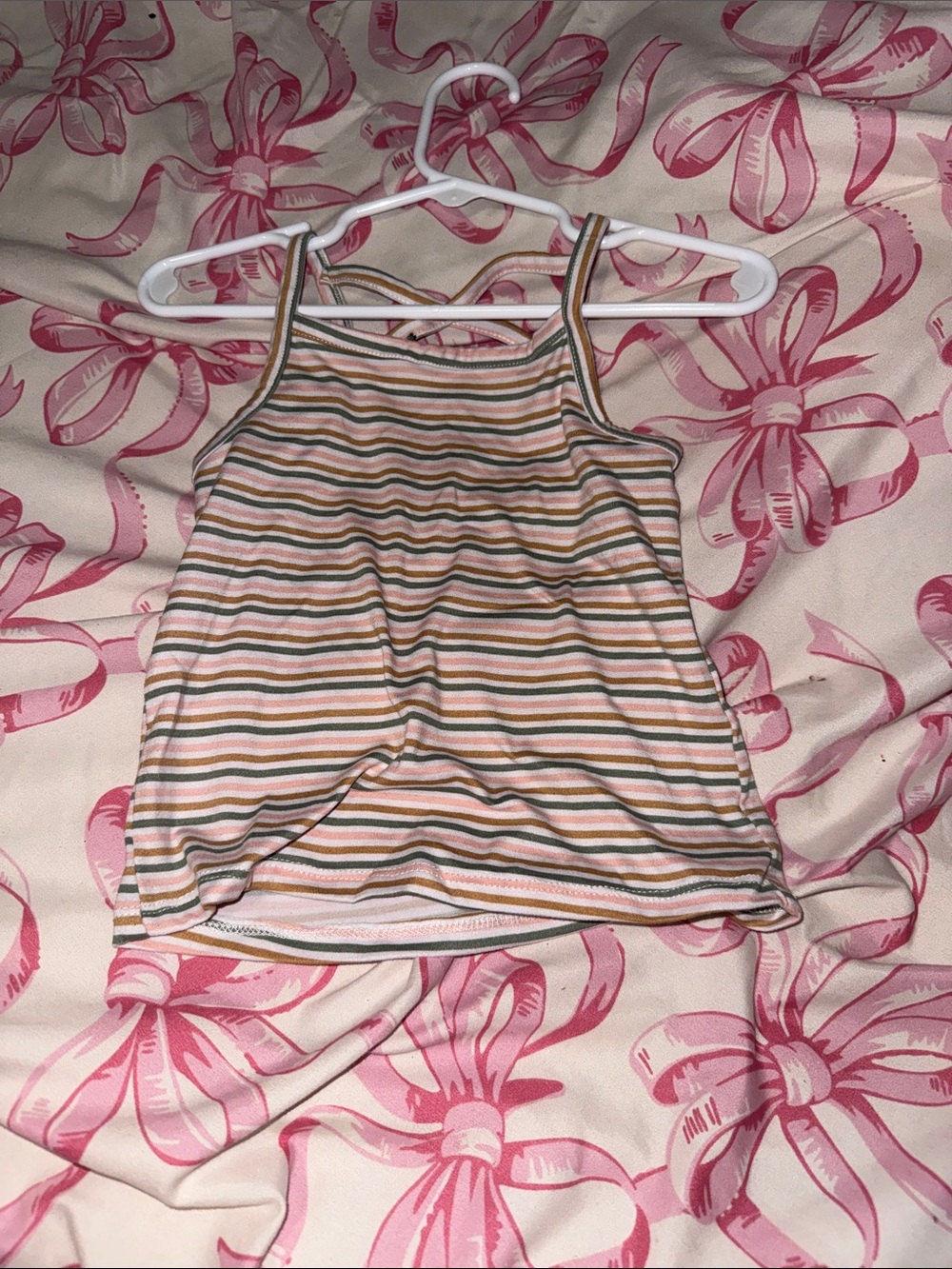 Striped Sleeveless Tank Top in Pink, Green, Cream - Women's